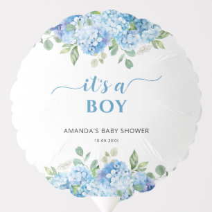 Blue Hydrangea It's a Boy Baby Shower Balloon