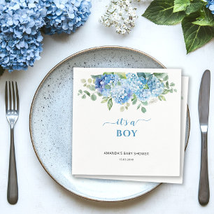 Blue Hydrangea It's a Boy Baby Shower Napkins