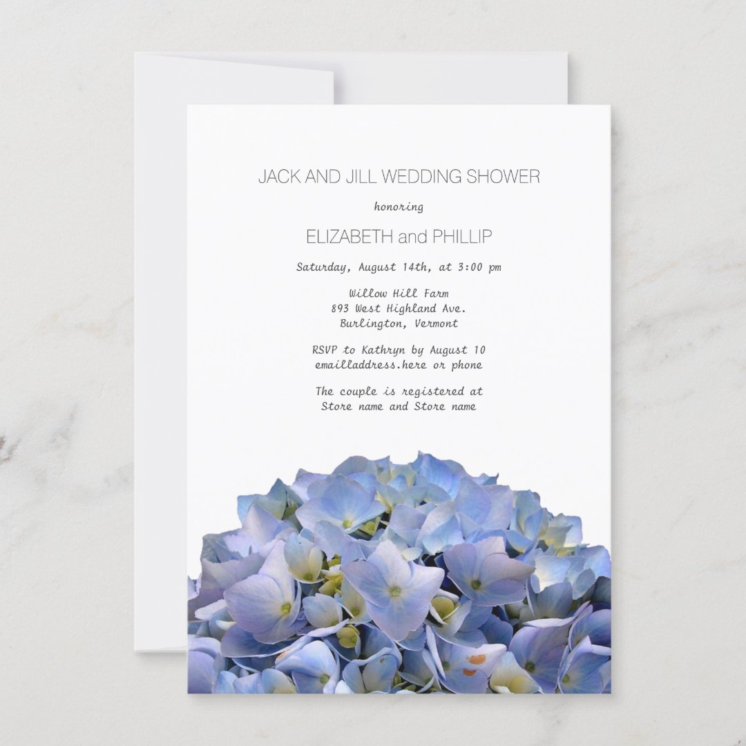 Blue Hydrangea Jack and Jill Wedding Shower Invitation Zazzle
