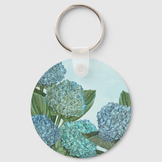 Blue Hydrangea Keychain (Front)