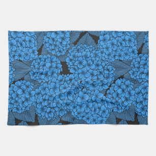Blue hydrangea kitchen towel