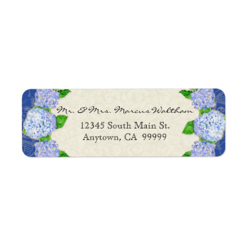 Blue Hydrangea Lace Floral Formal Elegant Business Label