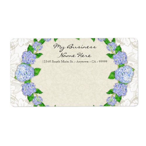 Blue Hydrangea Lace Floral Formal Elegant Business Label