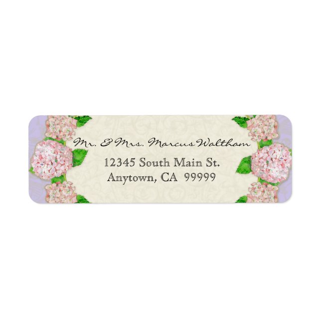 Blue Hydrangea Lace Floral Formal Elegant Business Label (Front)