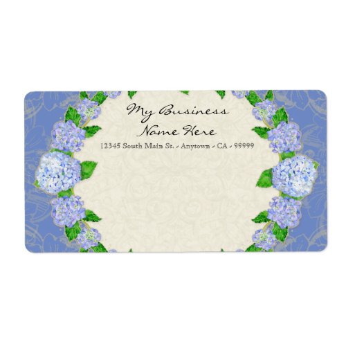 Blue Hydrangea Lace Floral Formal Elegant Business Label