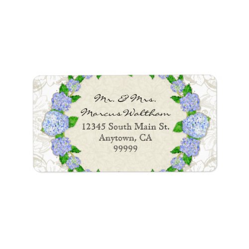 Blue Hydrangea Lace Floral Formal Elegant Business Label