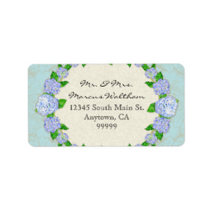 Blue Hydrangea Lace Floral Formal Elegant Business Label