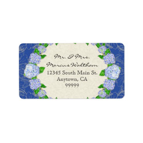 Blue Hydrangea Lace Floral Formal Elegant Business Label