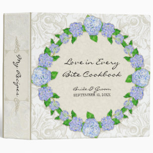 Blue Hydrangea Lace Floral Formal Elegant Weddings 3 Ring Binder