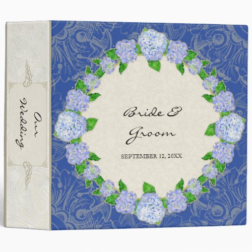 Blue Hydrangea Lace Floral Formal Elegant Weddings Binder