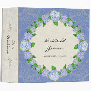 Blue Hydrangea Lace Floral Formal Elegant Weddings Binder