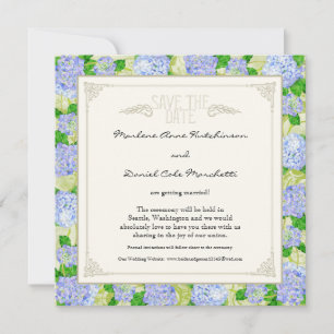 Blue Hydrangea Lace Floral Formal Elegant Weddings Invitation