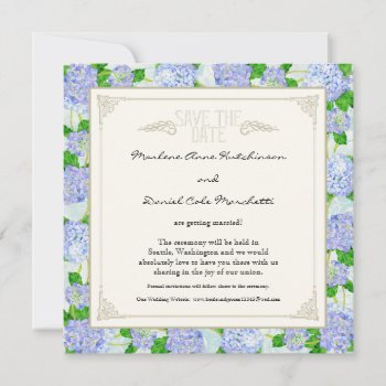 Blue Hydrangea Lace Floral Formal Elegant Weddings Invitation by VintageWeddings at Zazzle