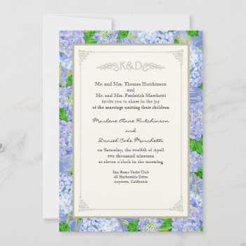 Blue Hydrangea Lace Floral Formal Elegant Weddings Invitation by VintageWeddings at Zazzle