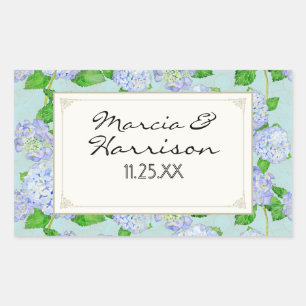 Blue Hydrangea Lace Floral Formal Elegant Weddings Rectangular Sticker