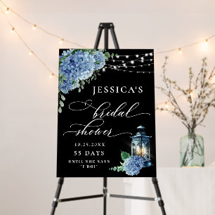 Blue Hydrangea Lantern Black Boho Bridal Shower Foam Board