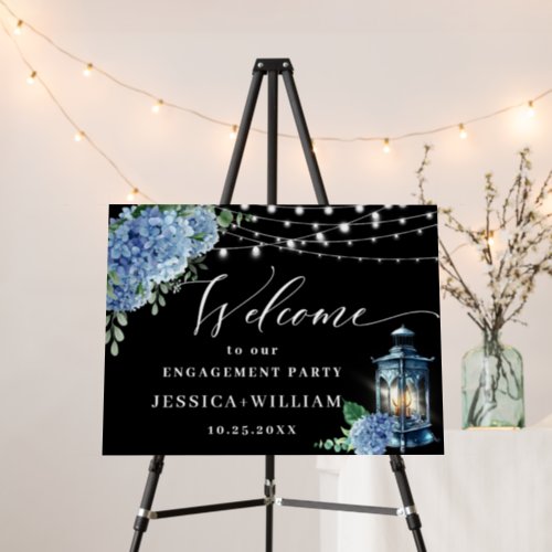 Blue Hydrangea Lantern Black Boho ENGAGEMENT PARTY Foam Board