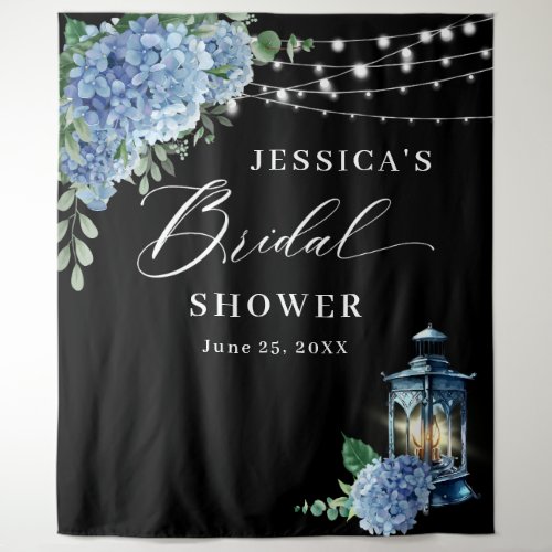 Blue Hydrangea Lantern Boho Bridal Shower Backdrop