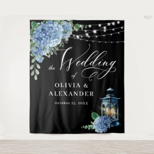 Blue Hydrangea Lantern Boho Photo Wedding Backdrop