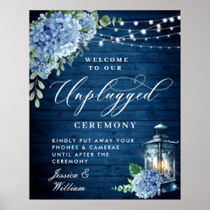 Blue Hydrangea Lantern Unplugged Wedding Ceremony Poster