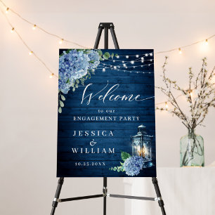 Blue Hydrangea Lantern Wood Boho ENGAGEMENT PARTY Foam Board