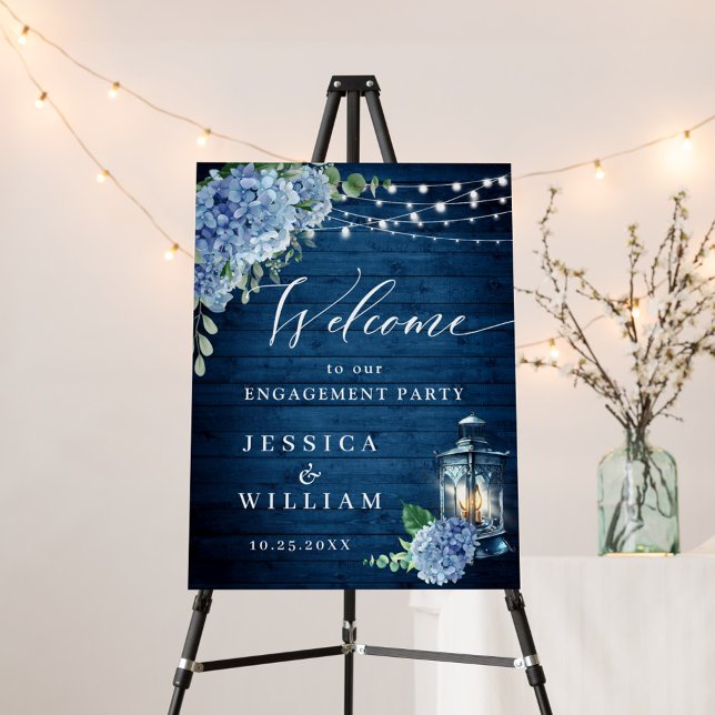 Blue Hydrangea Lantern Wood Boho ENGAGEMENT PARTY Foam Board (Creator Uploaded)