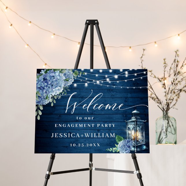 Blue Hydrangea Lantern Wood Boho ENGAGEMENT PARTY Foam Board (Creator Uploaded)