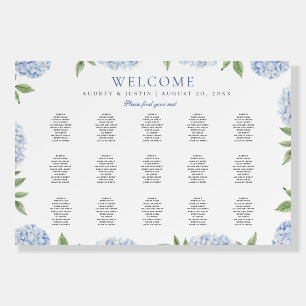 Blue Hydrangea Large Landscape Seating Chart Foam Board