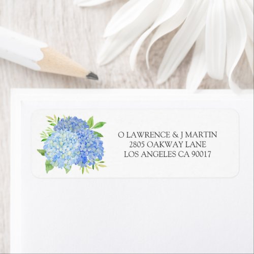 Blue Hydrangea Leaves Floral Wedding Label