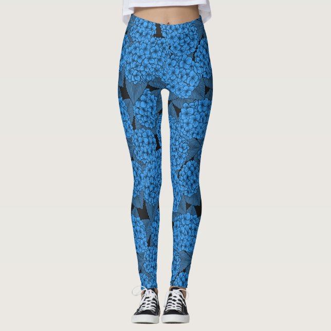 Blue hydrangea leggings (Front)