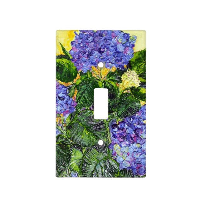 Blue Hydrangea Light Switch Cover (Front)