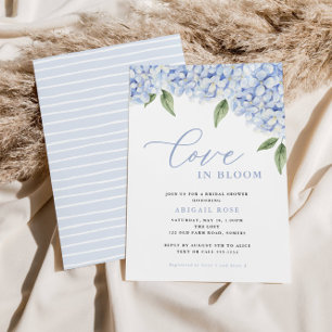 Blue Hydrangea Love in Bloom Bridal Shower Invitation