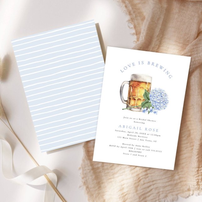 Blue Hydrangea Love is Brewing Bridal Shower Invitation (Creator Uploaded)