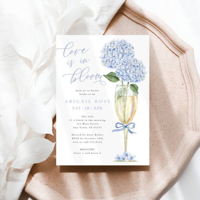 Blue Hydrangea Love is in Bloom Bridal Shower Invitation (Creator Uploaded)