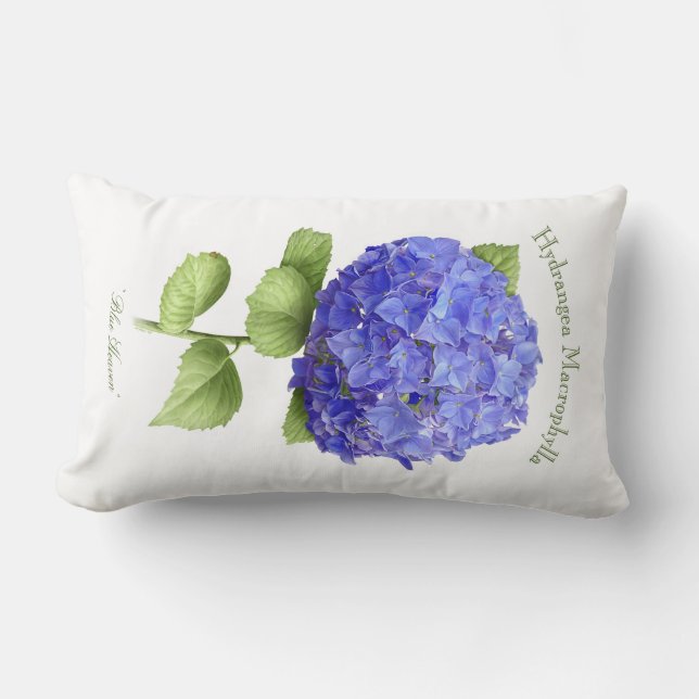 Blue Hydrangea Lumbar Pillow (Front)