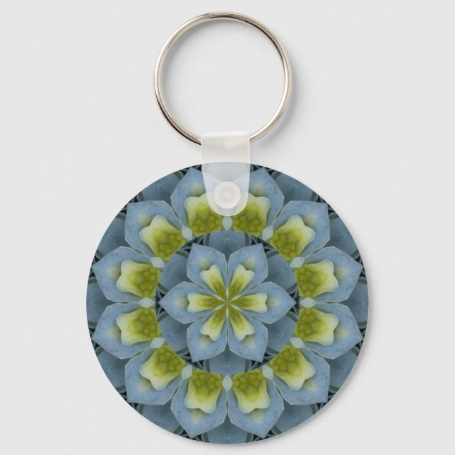 Blue Hydrangea Mandala Image 2 Keychain (Front)