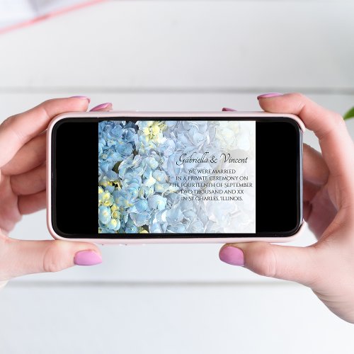 Blue Hydrangea Marriage Announcement