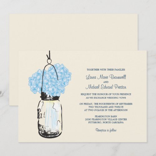 Hydrangea &amp; Mason Jar Wedding Invitations