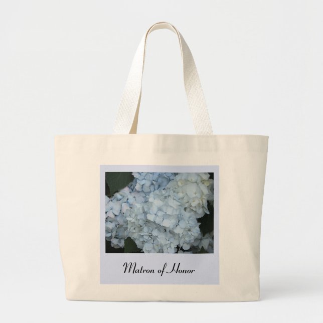 Blue Hydrangea Matron of Honor Large Tote Bag (Front)