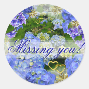 BLUE HYDRANGEA ~  "Miss you" ~ Stickers