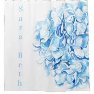 Blue Hydrangea Modern Watercolor Chic Shower Curtain