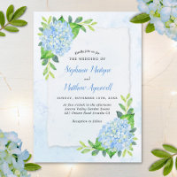 Blue Hydrangea Modern Watercolor Floral Wedding
