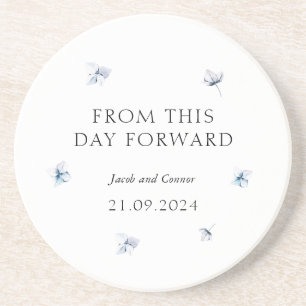 Blue Hydrangea Modern Wedding Favor Coasters