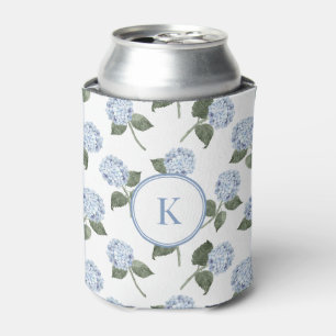 Blue Hydrangea Monogrammed Can Cooler