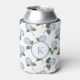 Blue Hydrangea Monogrammed Can Cooler