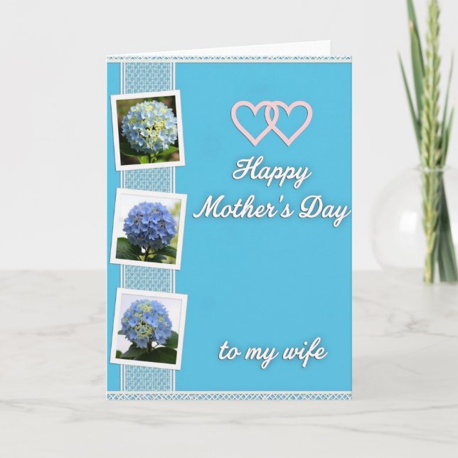 Blue Hydrangea Mothers Day Card (Front)