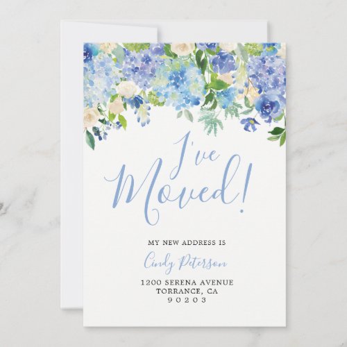 Blue Hydrangea Moving Announcement Cards