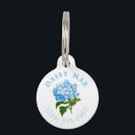Blue Hydrangea Name and Phone Number Pet ID Tag<br><div class="desc">Who says pet identification has to be ugly? Chic name and phone number text encircles an antique illustration of a French blue hydrangea flower in pretty,  grandmillennial style while the back of this tag has space for a longer message to any potential finder of your lost pet.</div>