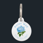 Blue Hydrangea Name and Phone Number Pet ID Tag<br><div class="desc">Who says pet identification has to be ugly? Chic name and phone number text encircles an antique illustration of a French blue hydrangea flower in pretty,  grandmillennial style while the back of this tag has space for a longer message to any potential finder of your lost pet.</div>