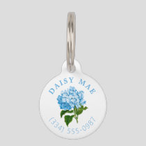 Blue Hydrangea Name and Phone Number Pet ID Tag